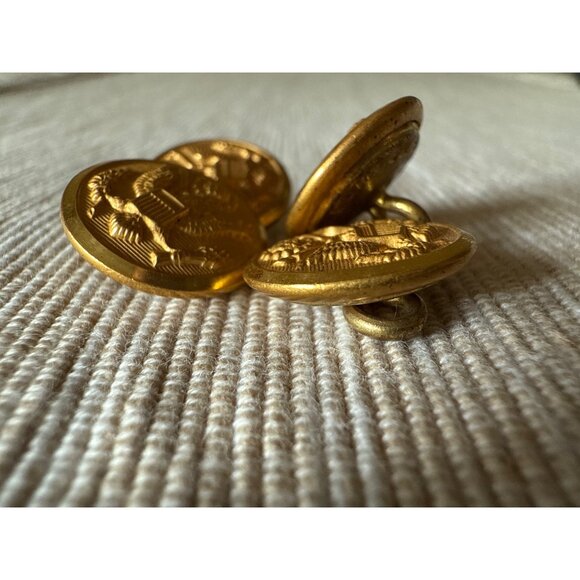 Vintage U.S. Military Brass Eagle Buttons By Waterbury Button Co. Set Of 4 - Picture 9 of 10